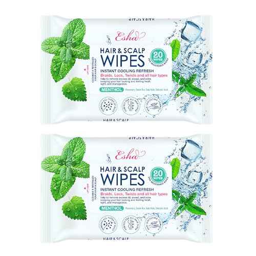 2 Packs, Esha Hair & Scalp Wipes ? No-Rinse Waterless Cleansing Wipes for Braids, Wigs & Scalp Care ? Removes Sweat, Odor & Product Buildup ? Protective Style Essential