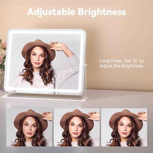 MINISO Vanity Mirror with Lights, 20" x 16" LED Makeup Mirror, Light & Brightness Adjustment, Smart Sensor, 360¡ÆRotation, Aluminum Alloy Metal White Frame, with 10X Magnifying Glass