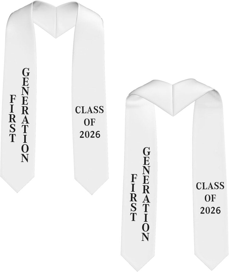 First Generation Graduation Stole - Class of 2026 | White Stole for High School & College Graduates