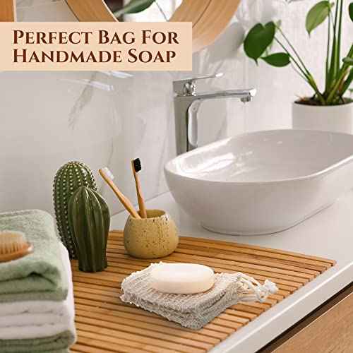 Rtteri 360 Pcs Soap Exfoliating Bag, Natural Sisal Soap Pouch Saver Body Shower Bar Mesh Body Net with Drawstring for Foaming and Drying