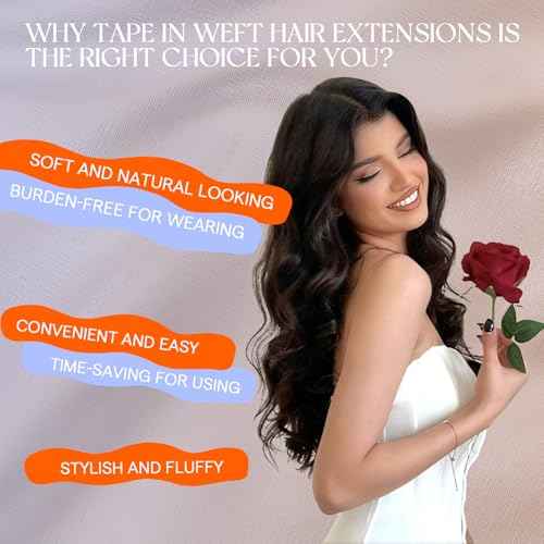 Full Shine Tape in Weft Hair Extensions Human Hair Color 18 Ash Blonde Highlight 613 Blonde Genius Weft Tape in Extensions Long Tape Weft for Daily Office Look Lightweight 18Inch 50G One Piece