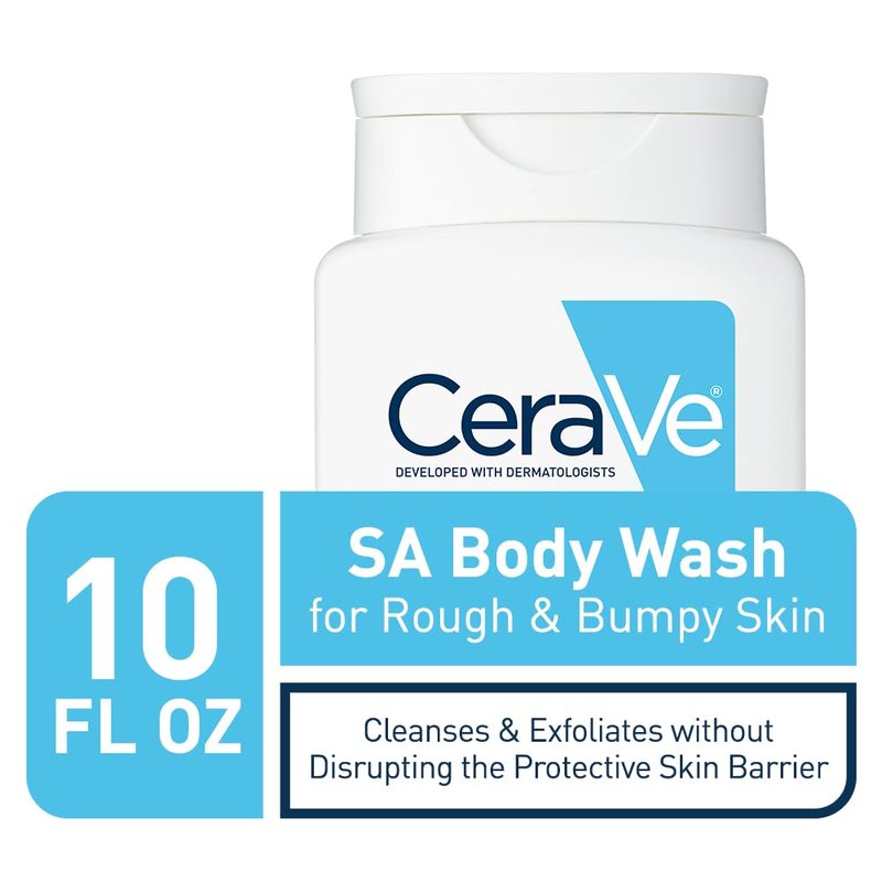 CeraVe Body Wash - Salicylic Acid Exfoliating Formula for Rough Skin | Fragrance-Free, 10 Ounce
