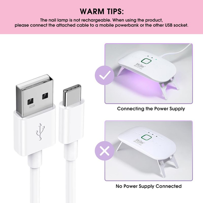 Arte Clavo UV Nail Lamp, 8W Mini USB Portable LED Light for Gel Polish, Cure Dry with 60s 120s 150s Timer Setting, Flash Curing Lamp for Art Salon, Home DIY