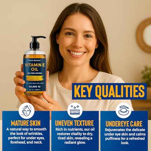 Pure Vitamin E Oil 30,000 IU, 8 fl oz - Cold-Pressed, Hexane Free, Natural Moisturizer for Skin & Face - Supports Scar & Stretch Mark Care by Nexon Botanics
