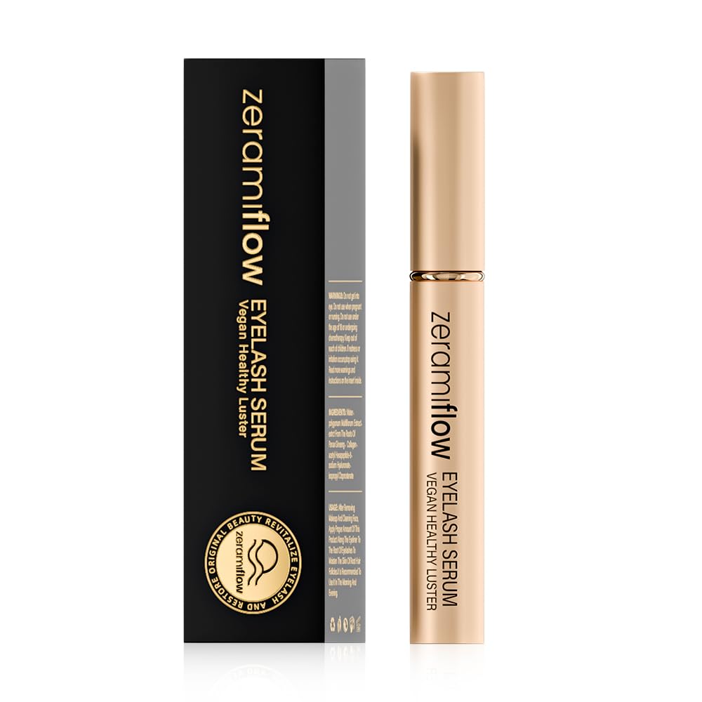 ZeramiFlow Eyelash Serum – Fuller, Longer-Looking Lashes, Vegan Lash Enhancing Serum with Peptides & Panax Ginseng, Gentle for Sensitive Eyes, Oil-Free, 0.1 fl oz