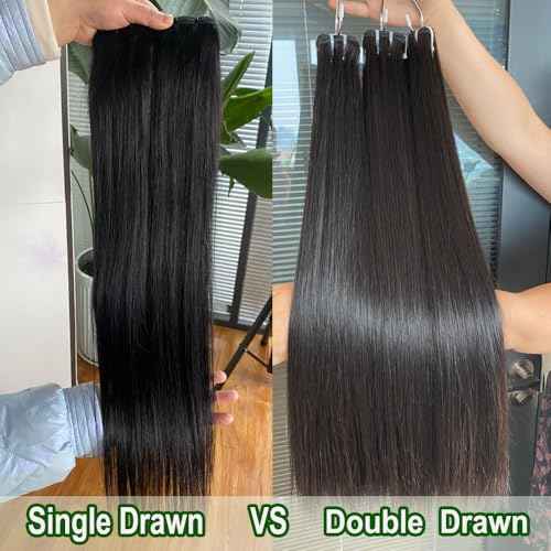 16A Straight Bundles Human Hair 100% Unprocessed Vietnamese Raw Hair Bundles Full and Thick Straight Weave Hair Extensions for Women,Three Times the Lifespan 14Inch