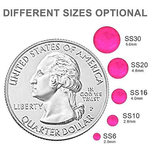 Blinginbox Flatback Glass Rhinestones,Neon Gems 1440pcs Non Hotfix Crystal Rhinestones for Nail Crafts Clothes Tumblers Face Makeup,Rose Neon,SS20