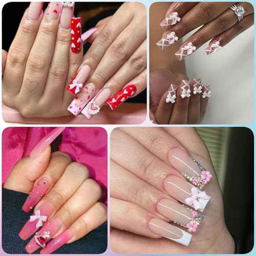 Bow Nail Charms, 3D Nail Charms Bulk for Nail Art Charms and Y2K Charms for Nails Design
