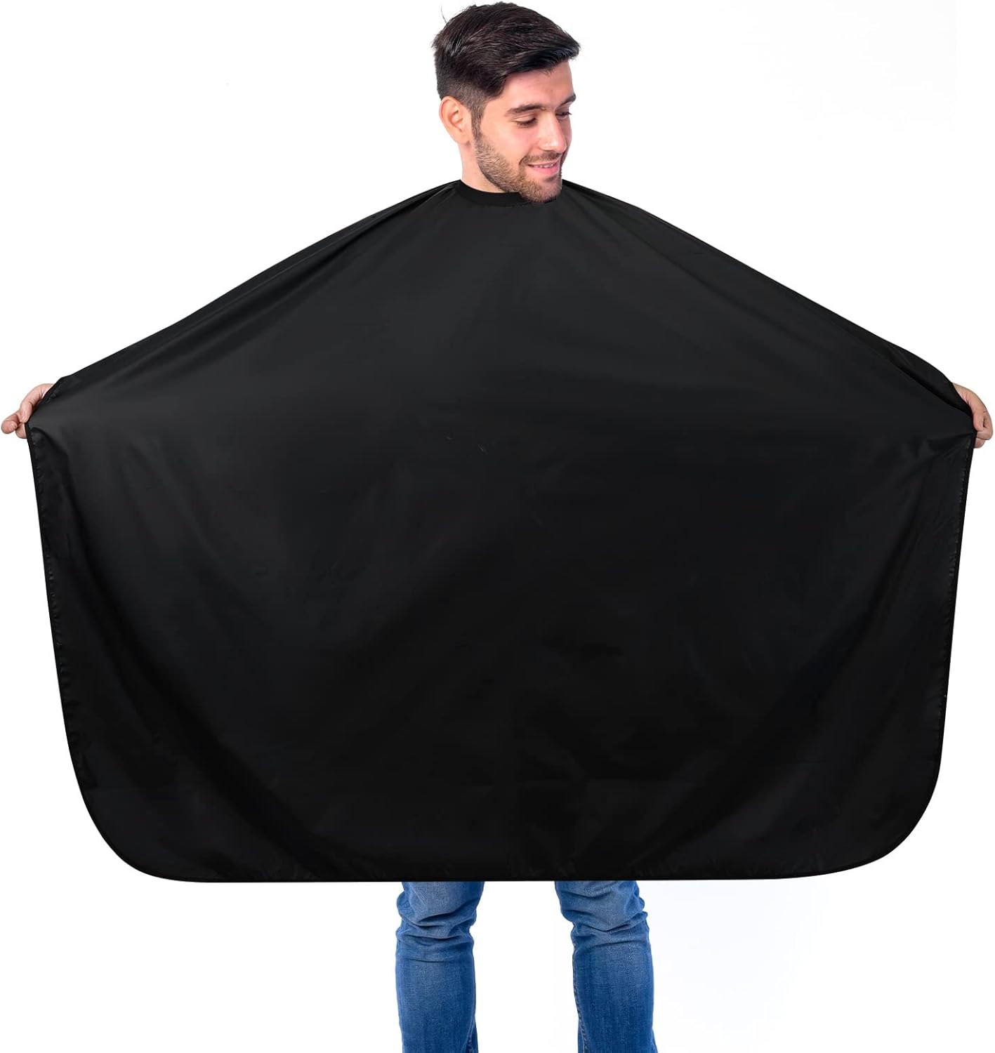 Waterproof Hair Salon Cape - Unisex Black Barber Cutting Cape with Snap Closure | Hair Coloring & Styling