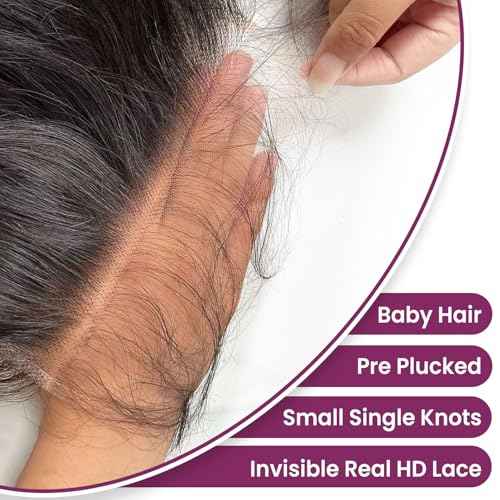 13x6 HD Lace Frontal, 0.11mm Ultra-Thin Skinlike Invisible Swiss Real HD Lace Frontal Closure Pre Plucked with Baby Hair Brazilian Virgin Human Hair Ear to Ear 13x6 Lace Frontal 14 Inch