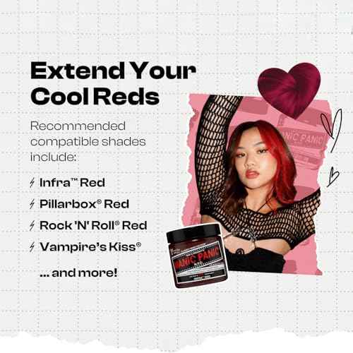 MANIC PANIC Cool Deep Blood Red Color Depositing Conditioner - Love Color Hair Conditioner Keeps Hair Vibrant, Nourished & Refreshed - Formulated with Shea Butter & Quinoa - Rock Me Red (8oz)