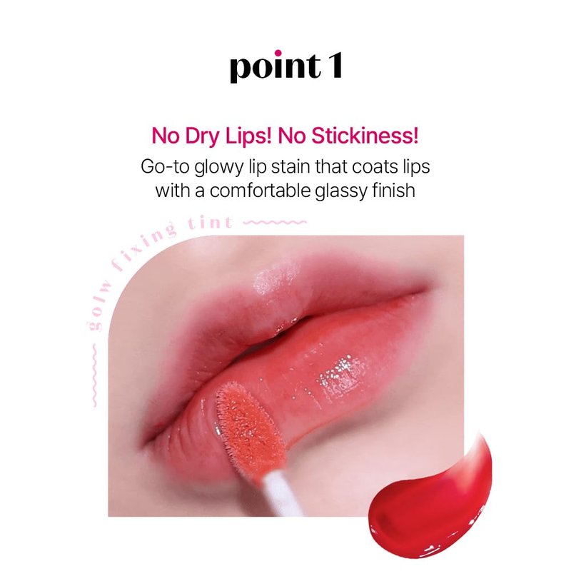 ETUDE Glow Fixing Tint #7 Cold Fuchsia - Non-Sticky Lip Stain for Moisture & Shine | Perfect for Dry Lips