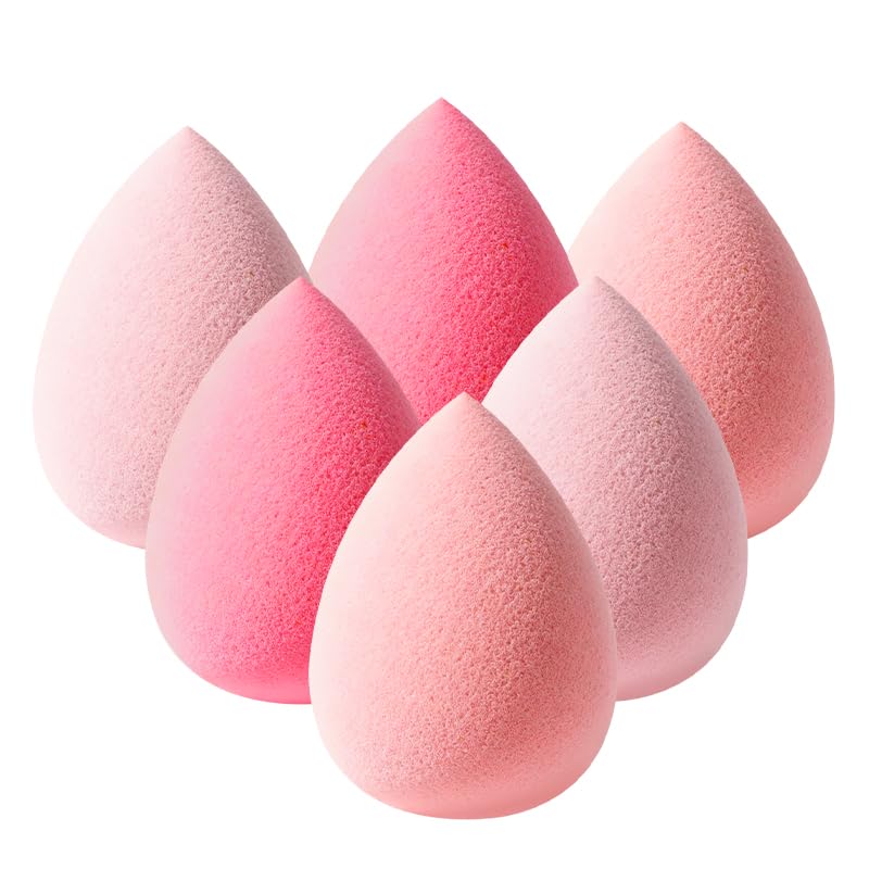 Latex-Free Makeup Sponge Set - 6 Soft Beauty Blenders for Flawless Foundation & Concealer