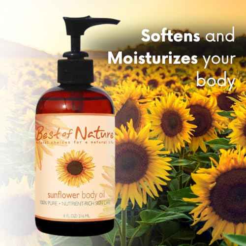 Best of Nature 100% Pure Sunflower Massage Oil, Lightweight Deep Moisturizing Unscented Oil for Skin, Body & Massage, Nourishing Hydration for Hair & Face, Half Gallon (64 fl oz)