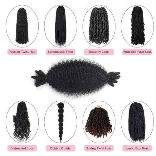 Springy Afro Twist Hair 6 Inch 7 Packs Marley Hair Pre-fluffed kinky Twist Hair for Distressed Soft Locs Pre-separated Cuban Twist for Black Women(6inch, 1b-7)