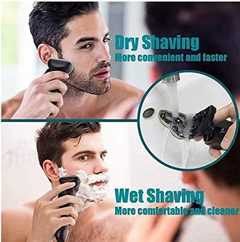 Electric Razor for Men - Waterproof Rechargeable Shaver | Cordless Wet/Dry with Nose & Sideburn Trimmer