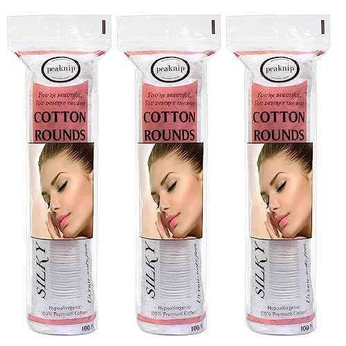 Premium 100% Cotton Rounds (300 Count) - Soft and Gentle Makeup Remover and Cleansing Pads for Face, Nail, and Personal Care - Absorbent, Textured, Lint-Free, and Hypoallergenic