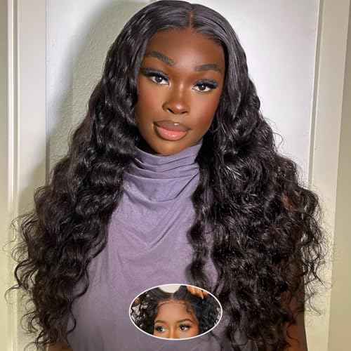 20 Inch Glueless Wigs Human Hair Deep Wave Lace Front Wigs Human Hair 180% Density Pre Plucked Pre Cut Glueless Wig 7x5 Lace Closure Deep Curly Human Hair Wigs for Women