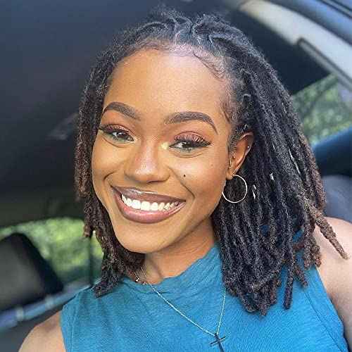 Loc Extensions Human Hair for Women Men Kids 0.4cm Thickness 30 Strands 10 Inch Natural Black 100% Handmade Permanent Locs Can Be Dyed and Bleached Dreadlock Extensions Real Human Hair