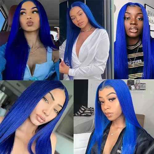 Blue Bundles Human Hair Pure Blue Straight 3 Bundles 18 20 22 inch Unprocessed Brazilian Virgin Human Hair Extensions 300g