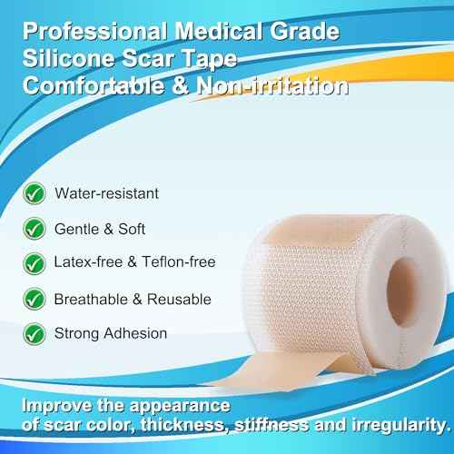 Medical Grade Silicone Scar Tape for Surgical Scars (1.6" x 157" - 4M) Professional Silicone Scar Sheets Scar Treatment for Face Wrinkles, C Section Recovery, Keloid Bump Removal Silicone Scar Patches