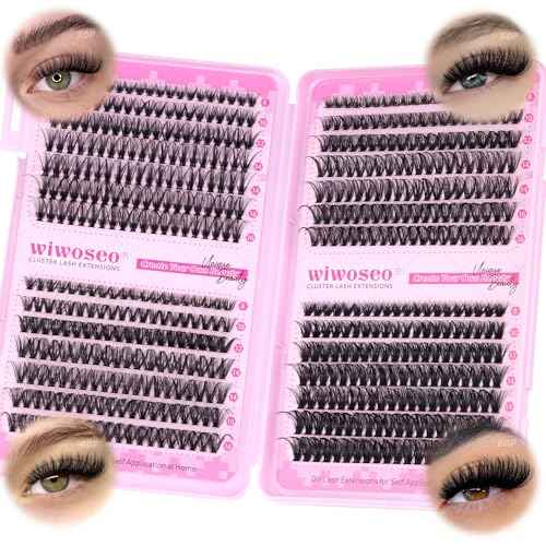 wiwoseo Cluster Eyelash Extensions 560pcs Lash Clusters Wipsy Cluster Lashes D Curl Eyelashes Clusters Individual Lashes DIY Lash Extensions Cluster Lashes Natural Look Eyelashes Clusters (8-16MM)