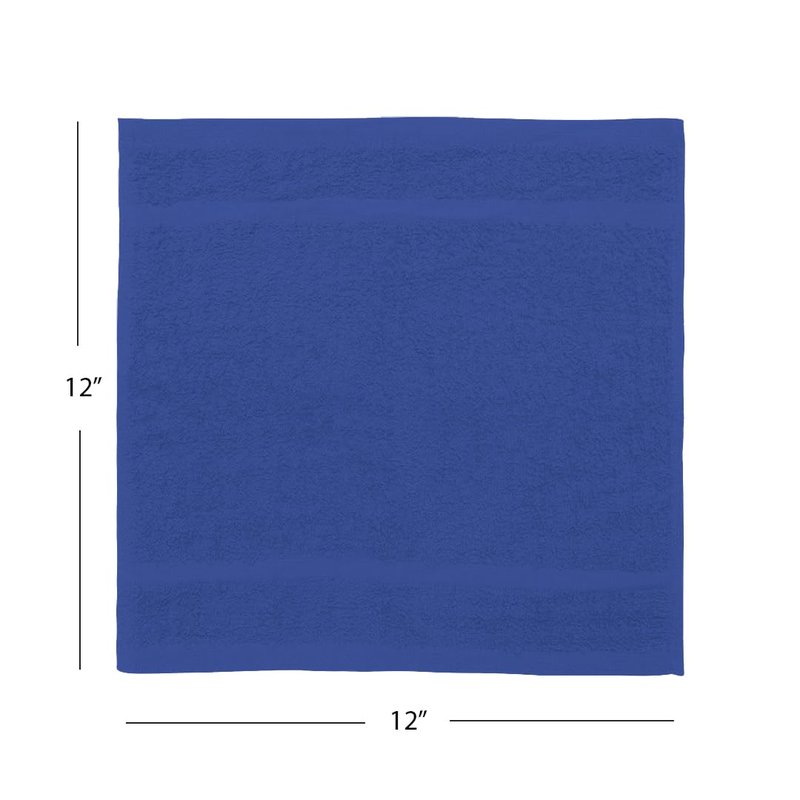 Avalon Towels Cotton Washcloths – (Pack of 36) Size 12x12 Inches, 100% Ring Spun Cotton, Soft & Absorbent Face Towels, Gym Towels, Hotel and Spa Quality, Reusable Fingertip Towels (Blue)