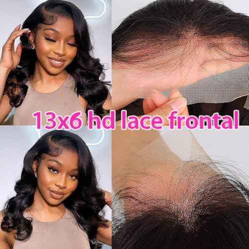 13x6 Lace Frontal Body Wave HD Transparent Frontal Ear to Ear 13x6 Lace Frontal Closure With Baby Hair Free Part 100% Virgin Human Hair Closure (16 Inch, 13¡¿6 frontal)
