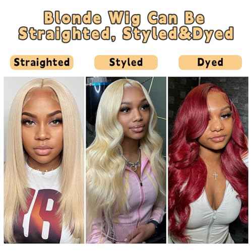 613 Lace Front Wig Human Hair 28 Inch Blonde Glueless Wigs Pre Cut 200 Density Blonde Wig Pre Plucked With Baby Hair Body Wave 4X4 Lace Closure Wigs For Women
