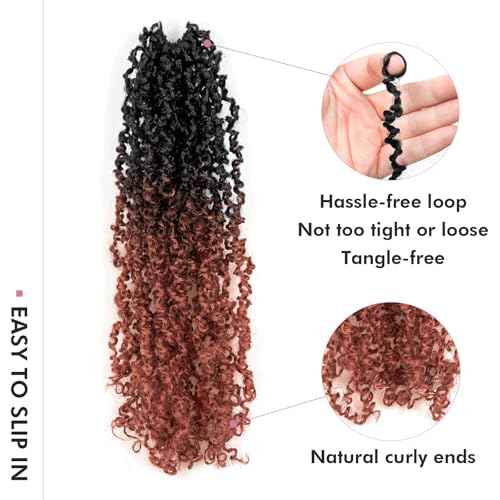 Toyotress Yanky Twist Crochet Hair - 12 Inch 2 Packs (30 Strands/Pcs) Fluffy Spring Mini Twist Short Bob Passion Twist, Ombre Ginger Pre-Looped Crochet Braids Braiding Hair (12 Inch, OT350-2P)