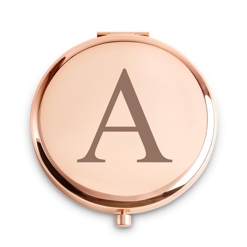 QUSTGO Personalized Gift for Women Girls Her, Custom Gifts for Adult Teen, Monogram Alphabet Initial Compact Mirror for Birthday, Graduation, Mothers Day, Basket Stuffers