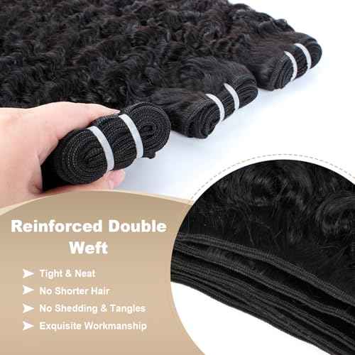 Burmese Curly Bundles Human Hair 24 Inches 100% Unprocessed Quick Weave 3c4a Water Wave with Spiral Curly End Real Human Hair Extensions Natural Black