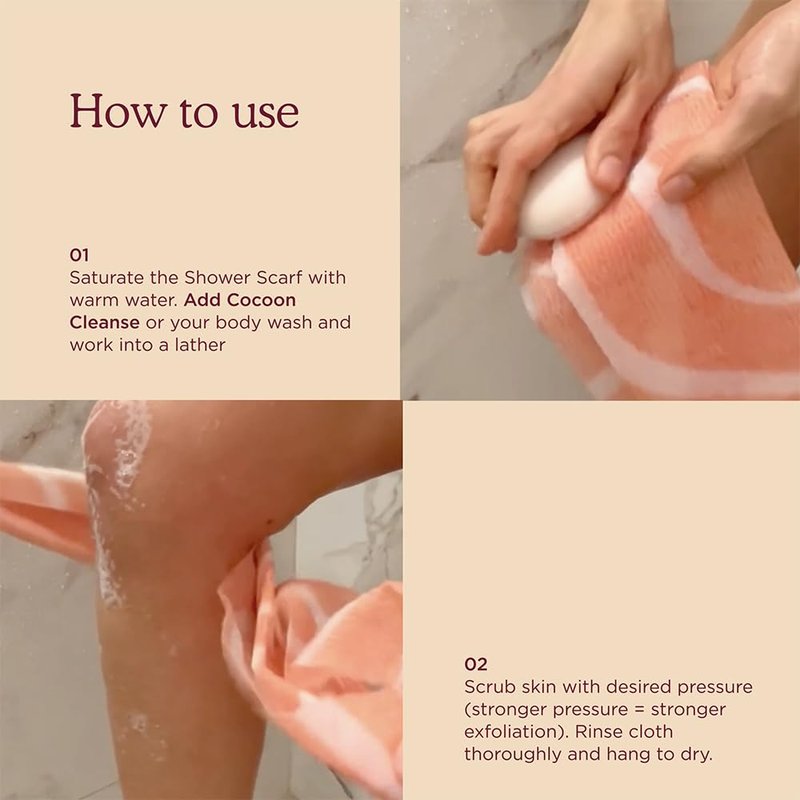 HANNI Extra-Long Shower Scarf, Japanese-Inspired Exfoliating Body Scrubber, Loofah-Like Wash Cloth for Dead Skin Removal (Pack of 1)