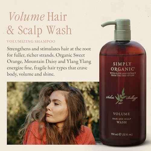 Thinning Hair Volumizing Shampoo Scalp Wash, Made in Italy, All Natural Cruelty Free Hair Care for Women & Men, Sweet Orange, Ylang Ylang, Olive Leaf Extract with Pump, 32fl oz/958 ml, VOLUME