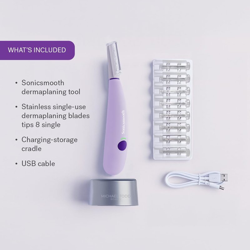 Michael Todd Beauty Sonicsmooth Dermaplane Razor - Women's Face & Eyebrow Trimmer | 8 Weeks of Blades