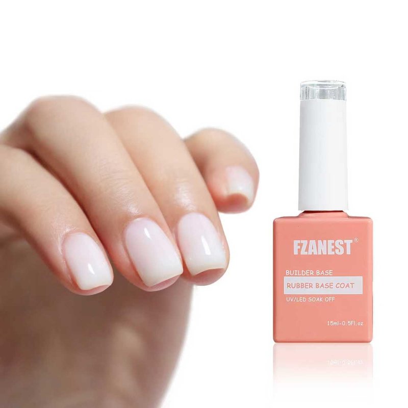 FZANEST Builder Gel for Nails, Milky White Gel Polish Rubber Base For Nails Strengthener Extension Apex Building Repair UV LED Color Base Nail Polish in Bottle