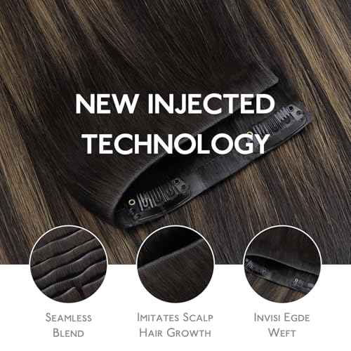 WENNALIFE Invisi Edge Clip in Hair Extensions Real Human Hair, 12 Inch 80g 7pcs Balayage Dark Brown Mixed Chestnut Brown Invisible PU Skin Weft Straight Extensiones De Cabello Hmano Clip Ins