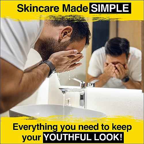 Lumin - Complete Set Men's skincare Routine includes: Charcoal Face Wash, Charcoal Scrub, Face Moisturizer, Wrinkle Serum, Recovery Oil & Dark Circle Defense Balm