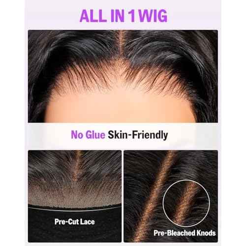 3D Water Wave Half Wig Human Hair 200% Density 3 In 1 Glueless Wigs Human Hair for Women Drawstring Wig Human Hair 100% Real Human Hair 18 Inches