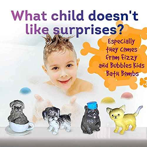Organic Little Puppy Bath Bombs for Kids with Dog Toys Surprise Inside - Natural and Safe Bubble Bombs with Essential Oils - Bath Bombs Toys Inside ? Great Gift Set for Boys and Girls Handmade in USA