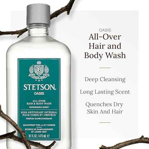 SCENT BEAUTY STETSON Personal Care All Over Hair & Body Wash Moisturizing Body Wash & Shampoo - 16 oz - 3 Pack - Oasis