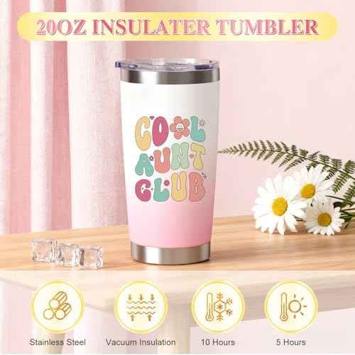 Aunt Gifts Best Auntie Gift ideas 10 PCS Birthday Gifts for Aunt from Niece Nephew, Best Aunt Ever Gifts Women Christmas Gifts, Include Tote Bag Makeup Bag 20 Oz Thermos Cup Photo Frame Socks Keychain