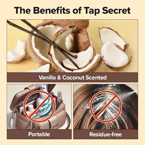 I DEW CARE Tap Secret Dry Shampoo Powder with Biotin & Korean Ginseng - Natural Non-Aerosol Dry Shampoo for Women | Warm Vanilla & Coconut Scent, Volumizing Hair, Travel Size, Stocking Stuffers 0.24Oz