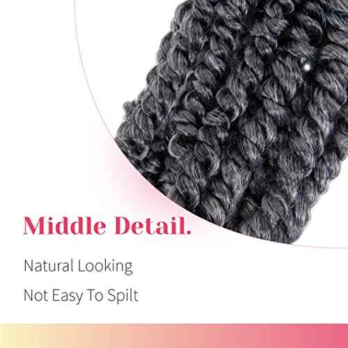 BOHOBABE Pre-twisted Passion Twist Crochet Hair 6 Inch Short Ombre Gray Pre-looped Crochet Passion Twist Braiding Hair 8 Packs (T1B/grey)