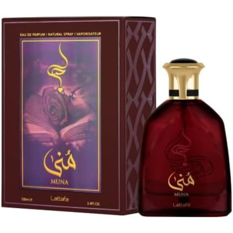 Lattafa Muna – Fruity, Floral, Woody, Musky – Eau de Parfum Spray Long-Lasting Fragrance for Unisex, 3.40 Ounce / 100 ml