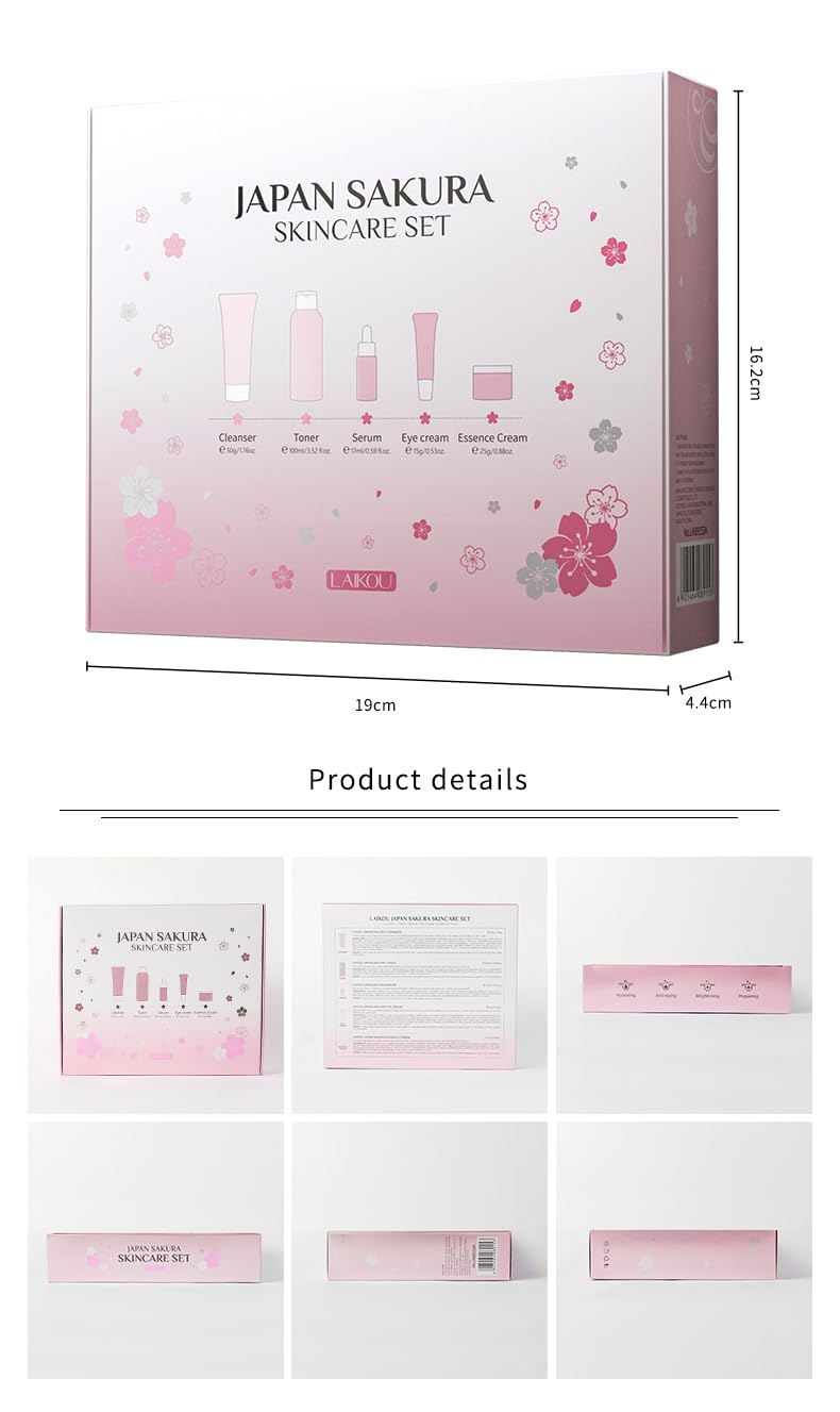 Skin Care Set, Cherry Facial kit for women, Skincare Kit Gifts For Teenage Girls, Skin Care Kit, Skincare Sets & Kits with facial wash, Toner, Serum, Eye Cream, Face Cream Birthday Beauty Care 5pcs