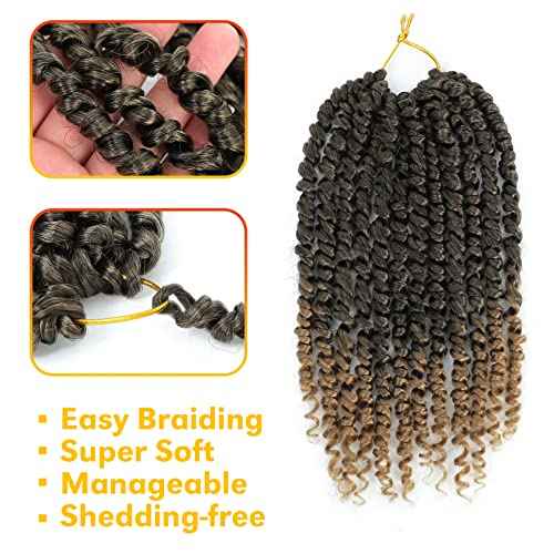 Passion Twist Hair 8 Inch 9packs Passion Twist Crochet Hair for Black Women,Pre twisted Crochet Passion Twist Hair With Curly Ends T27
