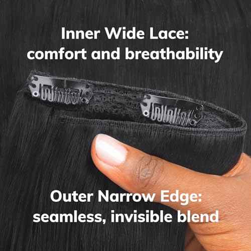 IDN BEAUTY Clip in Hair Extensions Real Human Hair Straight 120g Natural Black Double-layer Lace Clip In for Black Women Soft Breathable Lace Invisible Seamlessly Blending 7pcs 16 Inch