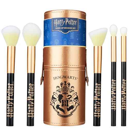 Harry Potter Makeup Brushes Set for Women, Teens, 5 Piece Makeup Brush Set with Travel Case for Eyeshadow Blush Contour Beauty Gifts for Women