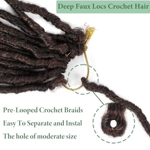 Deep Faux Locs Crochet Hair 30 Inch 8 Packs Goddess Locs Crochet Hair T350 Soft Loc Faux Loc Crochet Braids with Curly Ends Prelooped Deep Wave Croceht Braids for Black Women(Black mixed Ginger)